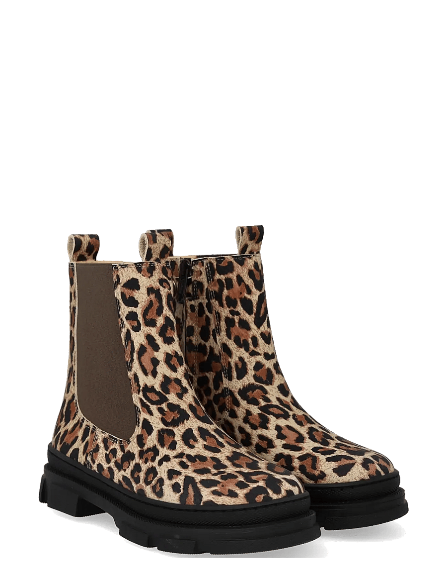 ANGULUS - Booties - flat - with elastic - kingad - 4020/003 beige leo/brown elast - 0