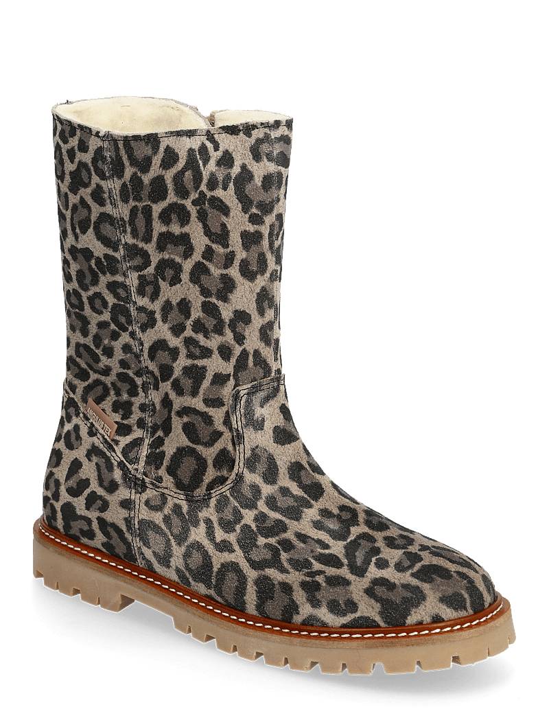 ANGULUS - Boots - flat - with lace and zip - vinterstövlar - 4023 beige leo - 1