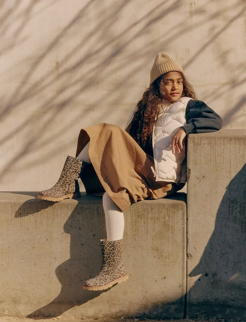 ANGULUS - Boots - flat - with lace and zip - vinterstövlar - 4023 beige leo - 0