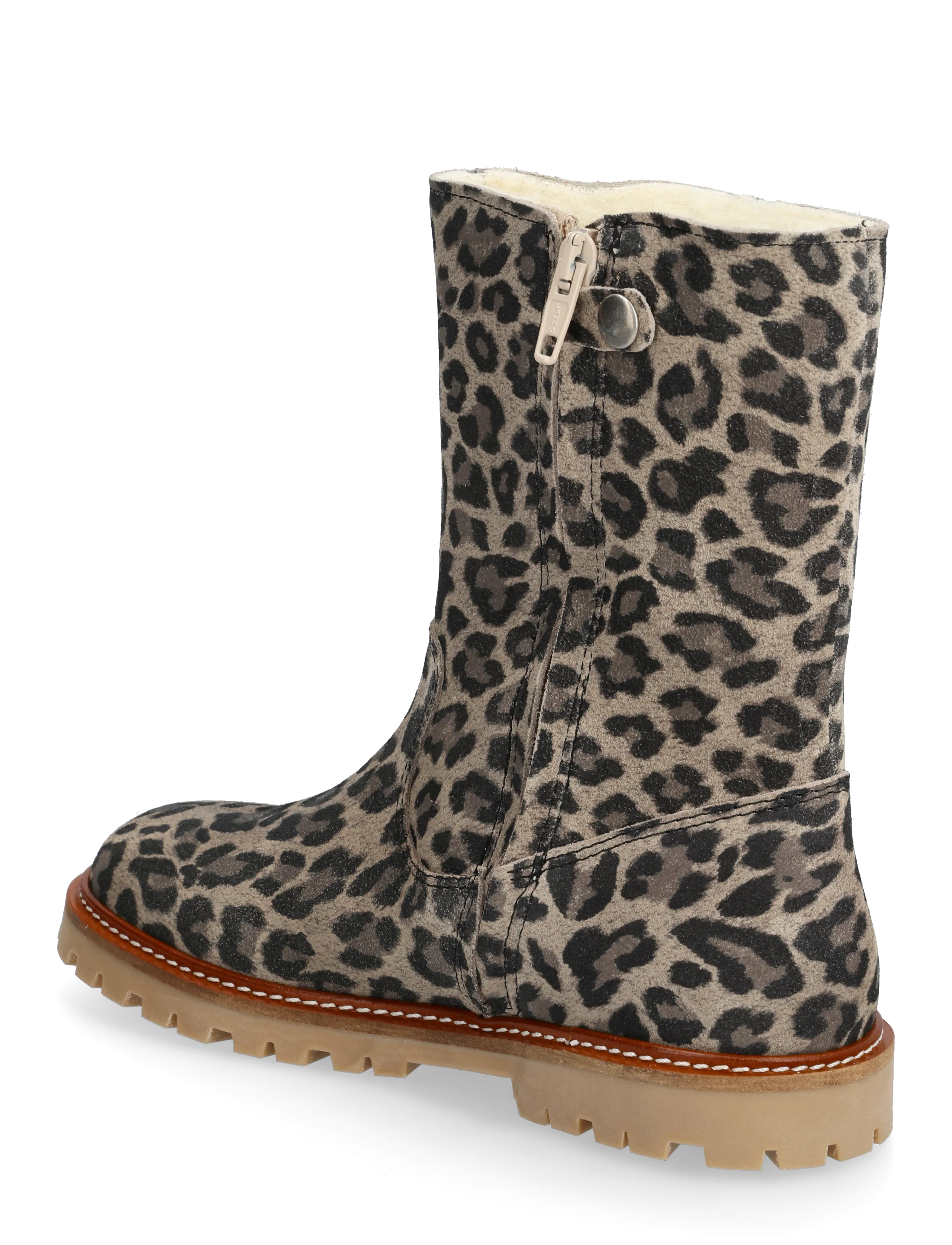 ANGULUS - Boots - flat - with lace and zip - støvler - 4023 beige leo - 3