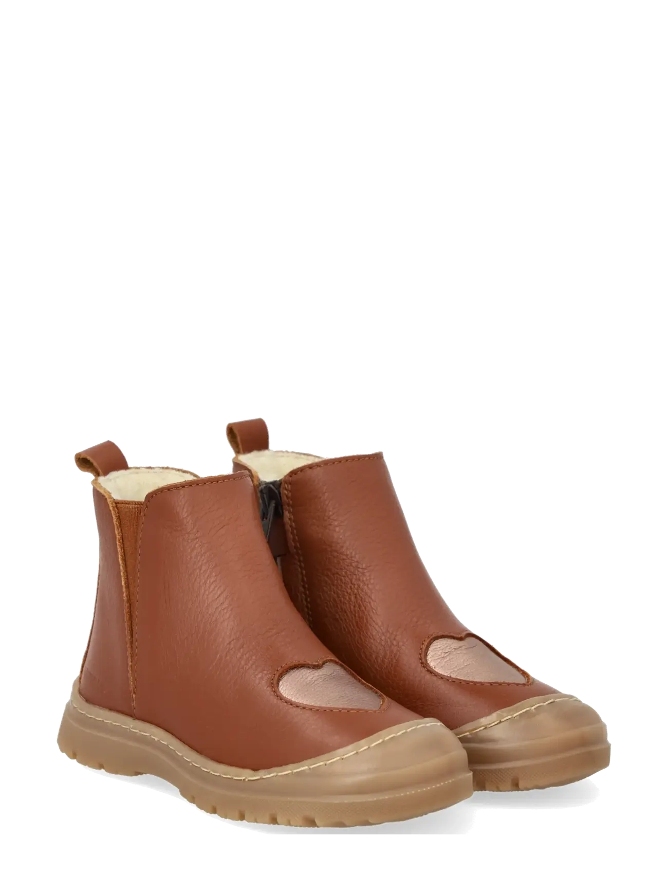 ANGULUS Boots - flat - with zipper - Tagasi kooli - 3260/3905/060 COGNAC/ROSE COPP / brown