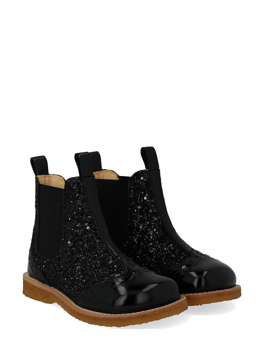 ANGULUS - Booties - flat - with elastic - schuhe - 1310/2486/001 black/black glit - 0