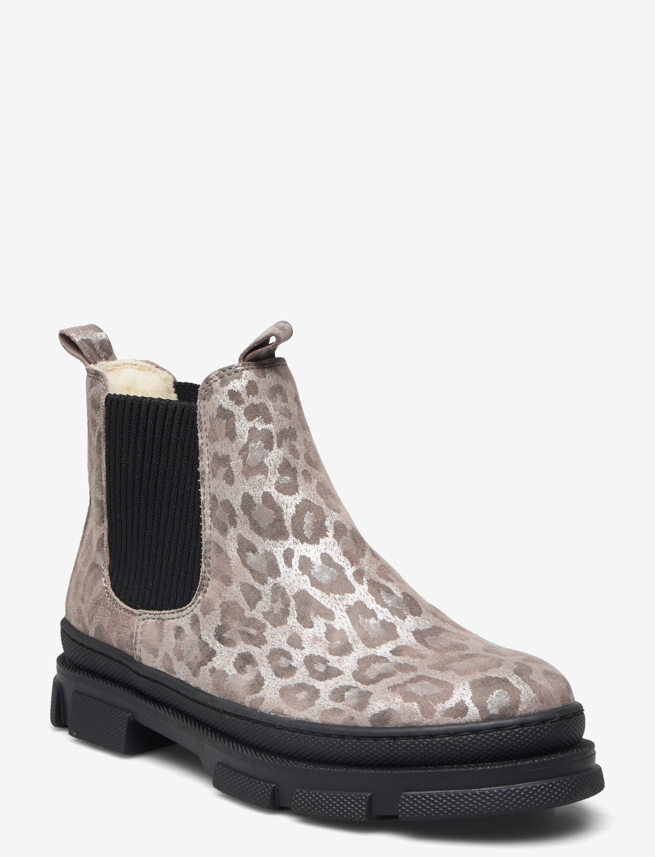 ANGULUS - Booties - flat - with elastic - efterårssko - 3310/019 silver leo/black - 0