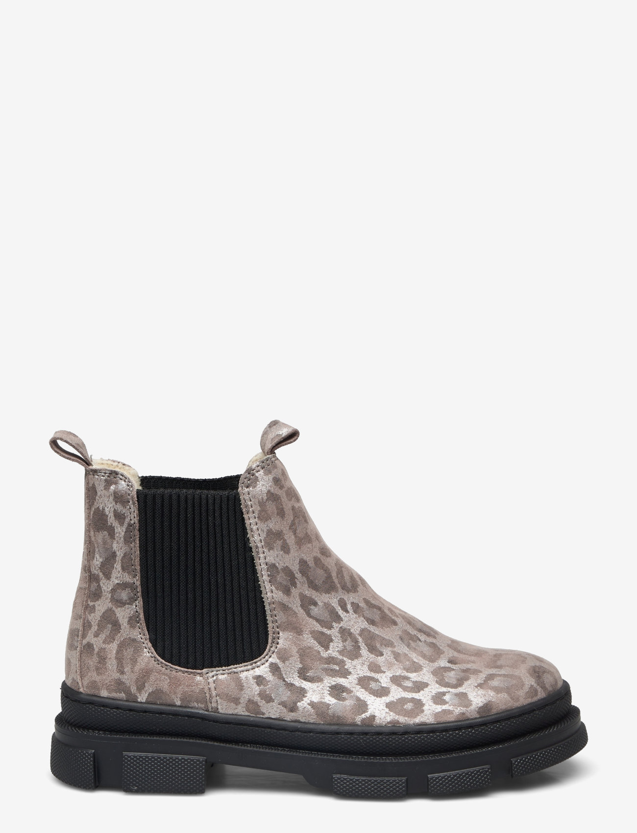 ANGULUS - Booties - flat - with elastic - efterårssko - 3310/019 silver leo/black - 1