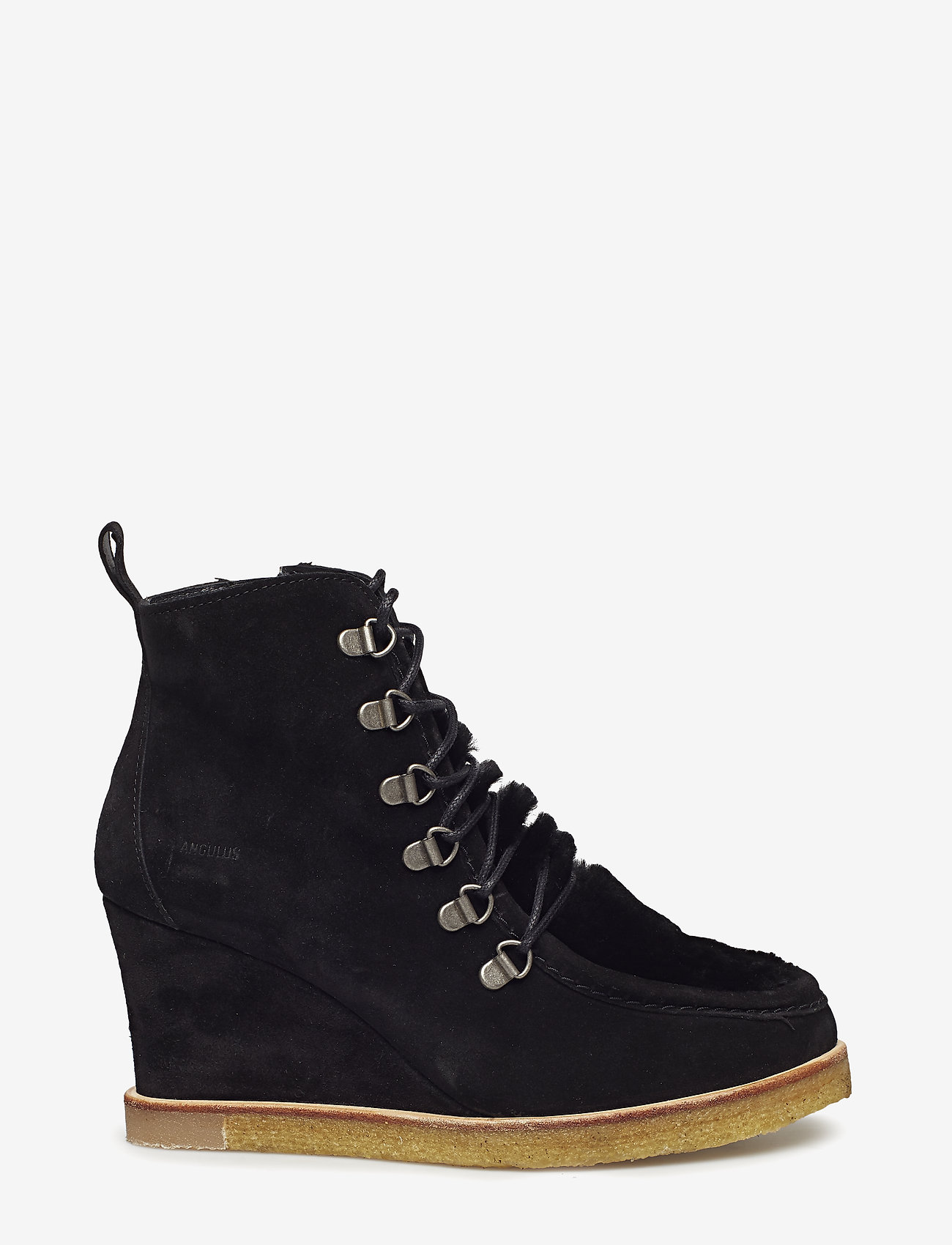 ANGULUS - Booties - Wedge - 1163/2014 black/black lamb woo - 2