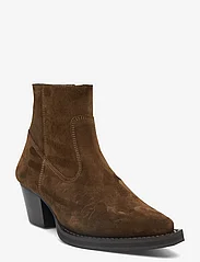 ANGULUS - Bootie - block heel - with zippe - hög klack - 2214 dark olive - 0