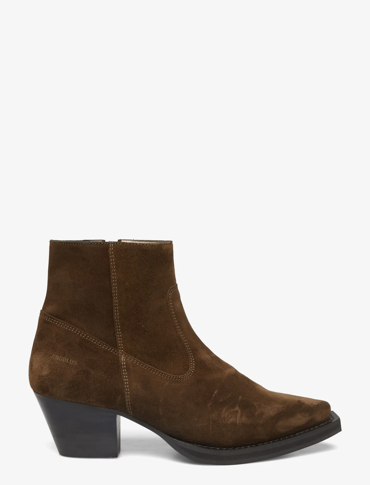 ANGULUS - Bootie - block heel - with zippe - høye hæler - 2214 dark olive - 1