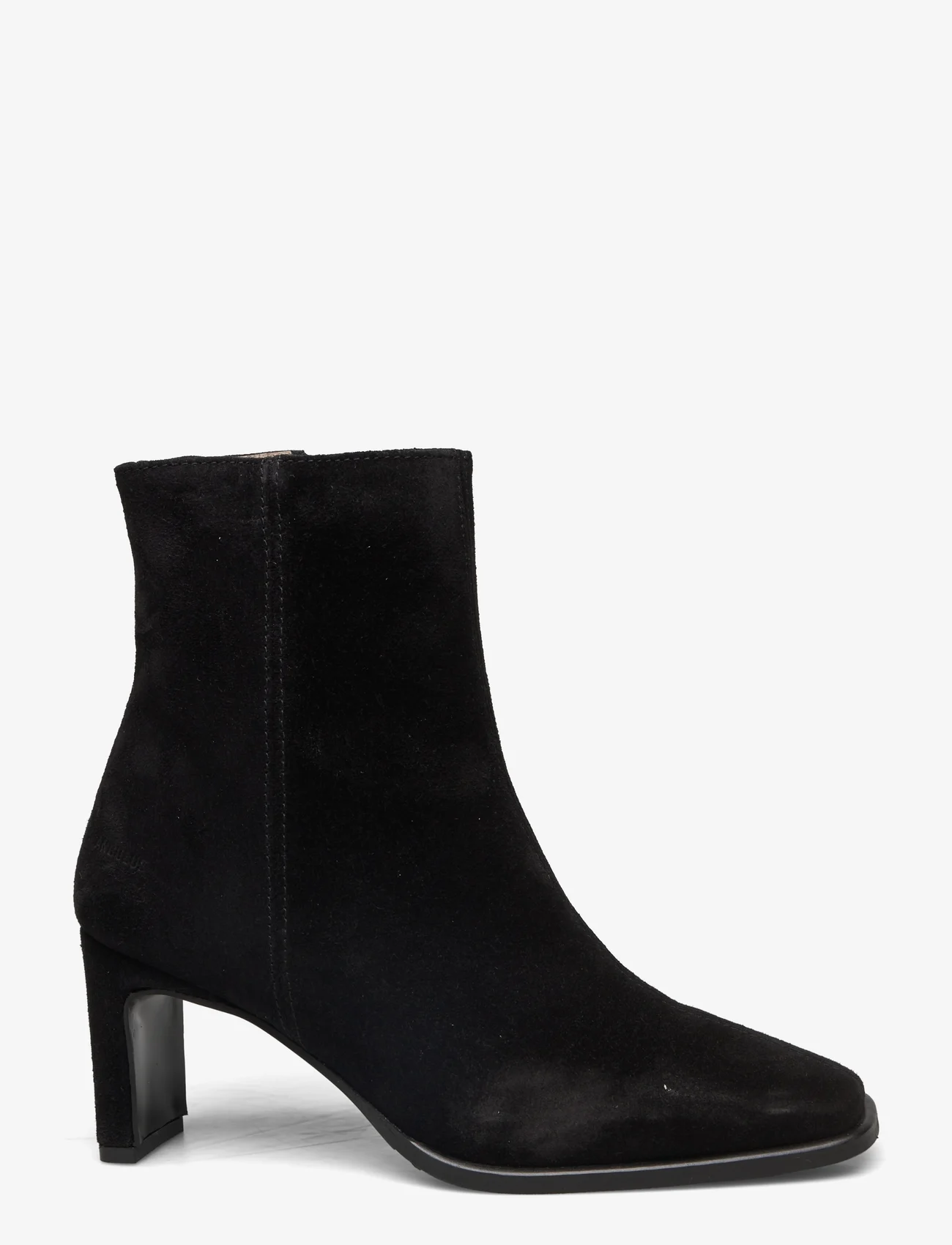 ANGULUS - Bootie - block heel - with zippe - høj hæl - 1163/001 black/ black - 1