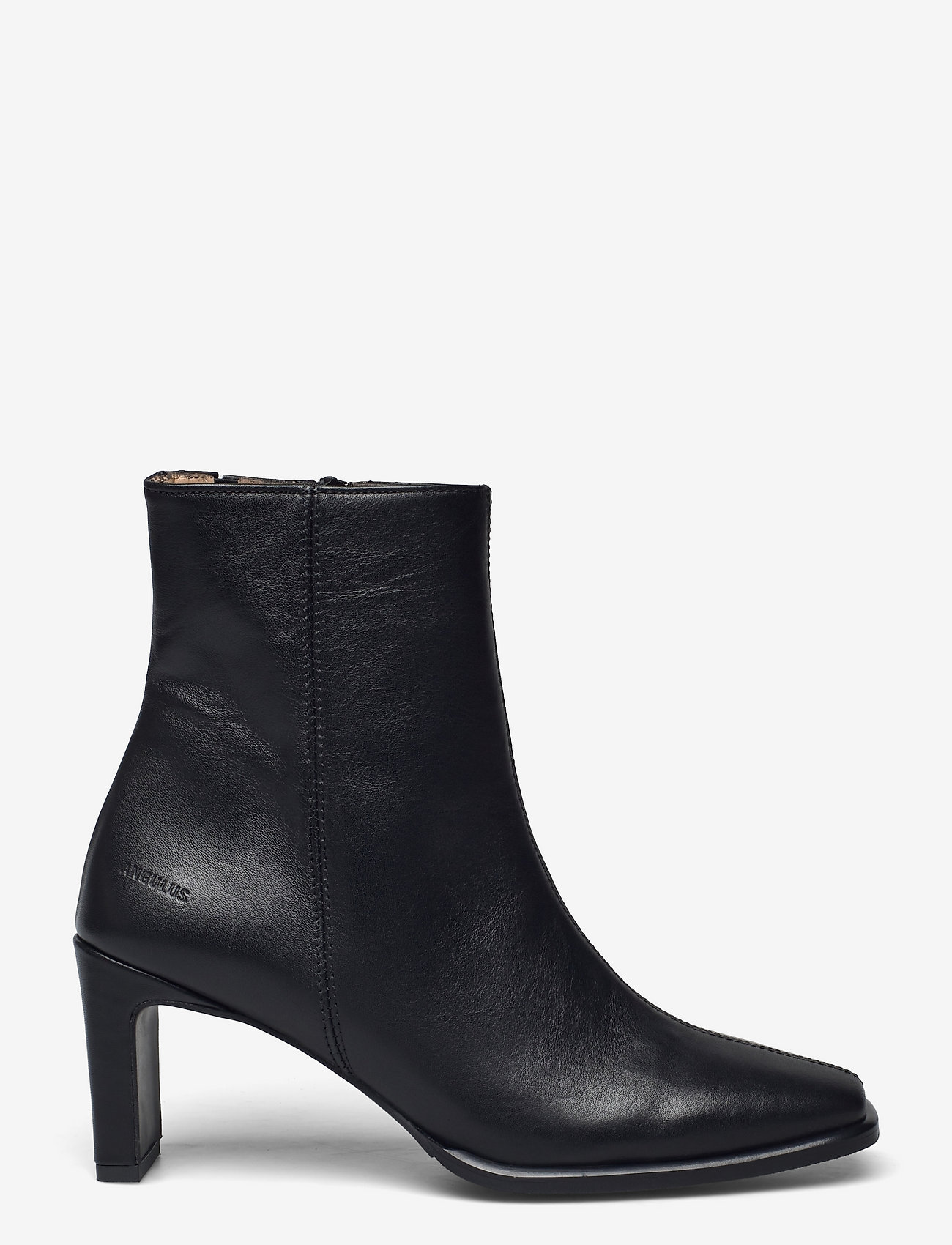 ANGULUS - Bootie - block heel - with zippe - høj hæl - 1604/001 black/black - 1