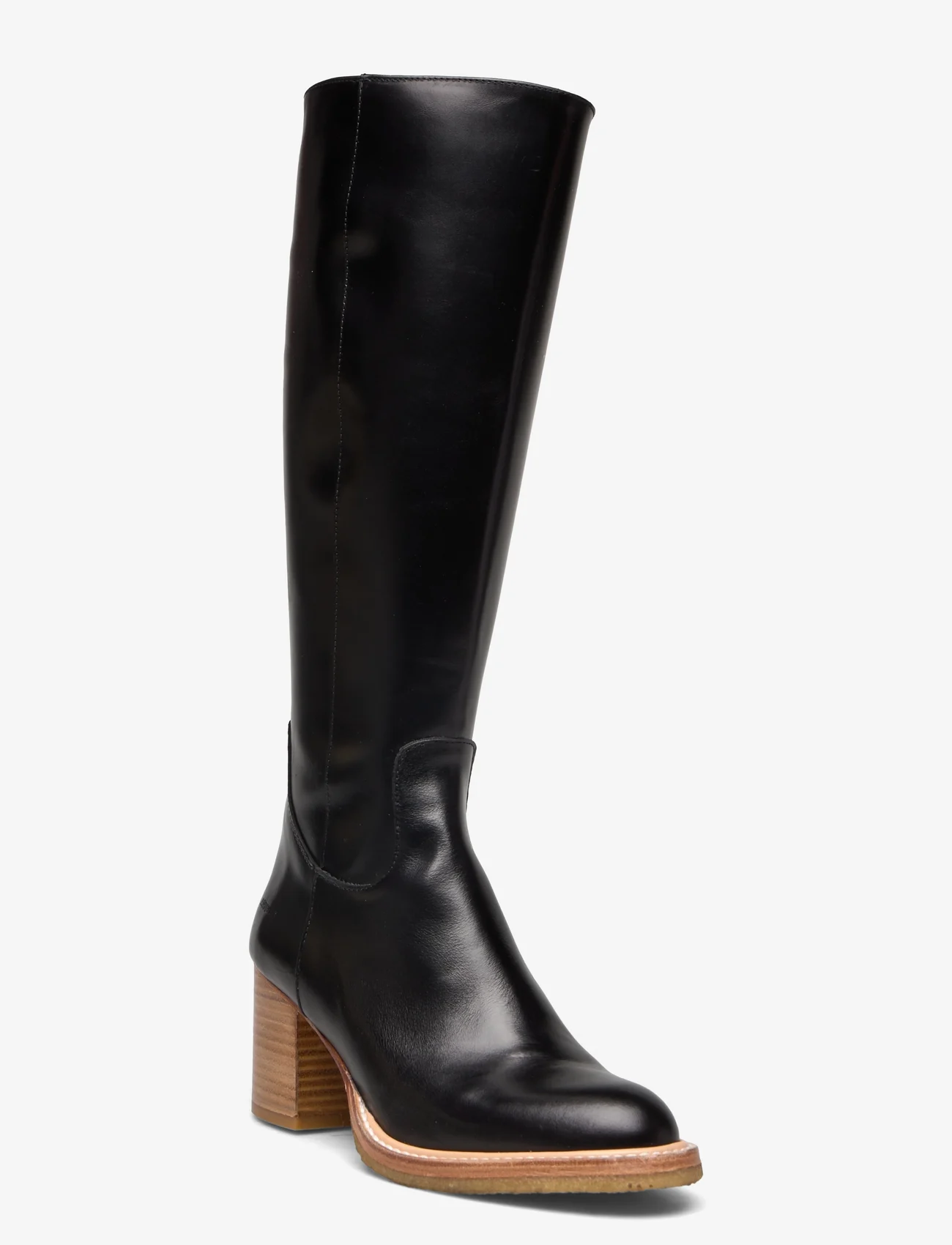 ANGULUS - Bootie - block heel - with zippe - knee high boots - 1835/001 black/black - 0