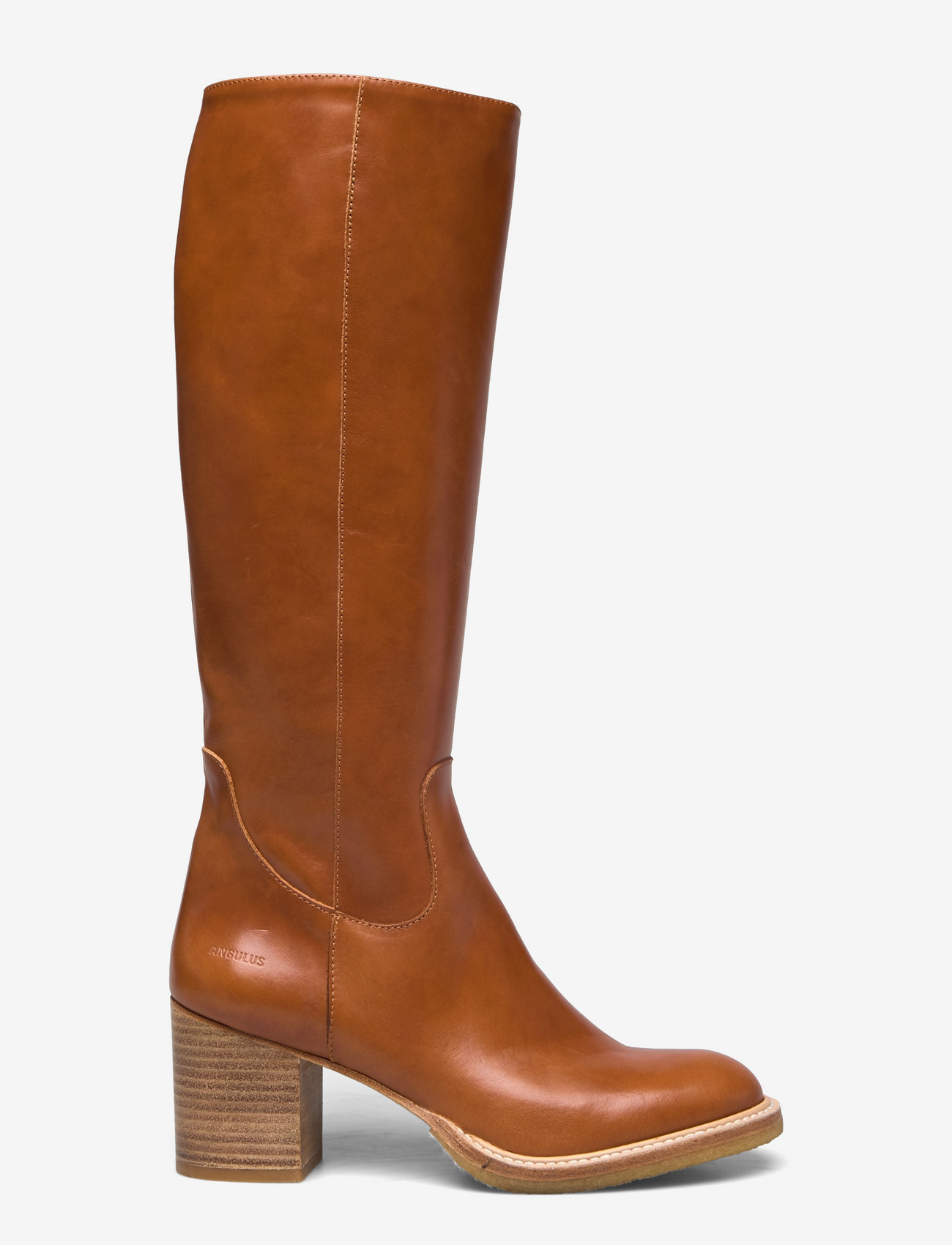ANGULUS - Bootie - block heel - with zippe - lange stiefel - 1838/036 cognac/cognac - 1