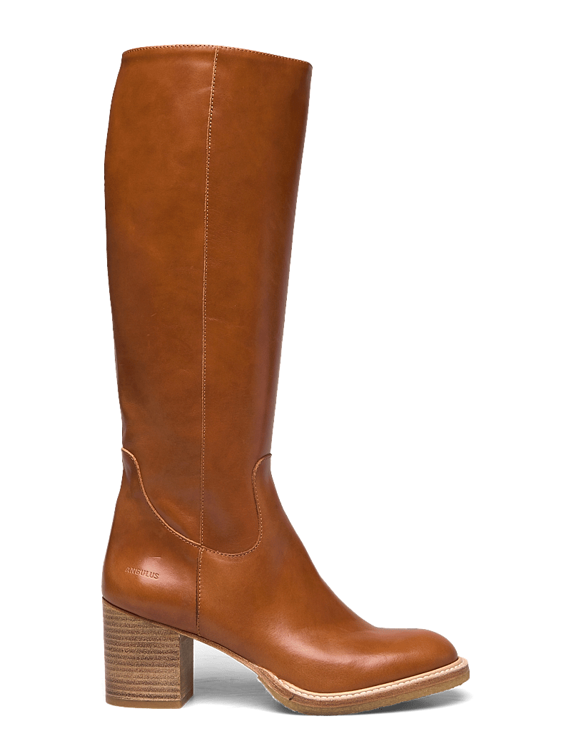 ANGULUS - Bootie - block heel - with zippe - kniehohe stiefel - 1838/036 cognac/cognac - 2