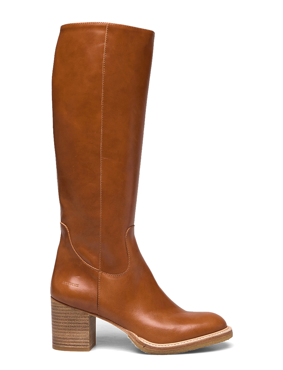 ANGULUS - Bootie - block heel - with zippe - 1838/036 cognac/cognac - 2