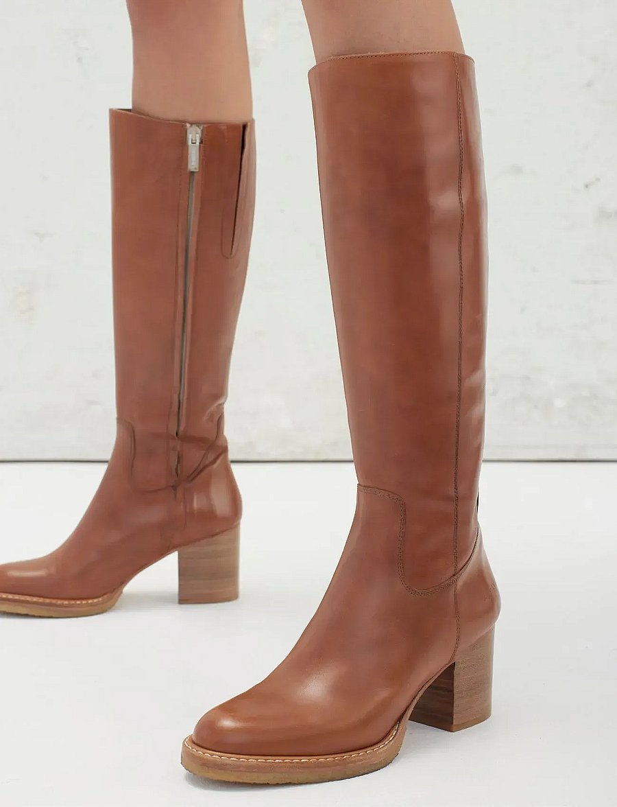 ANGULUS - Bootie - block heel - with zippe - 1838/036 cognac/cognac - 0