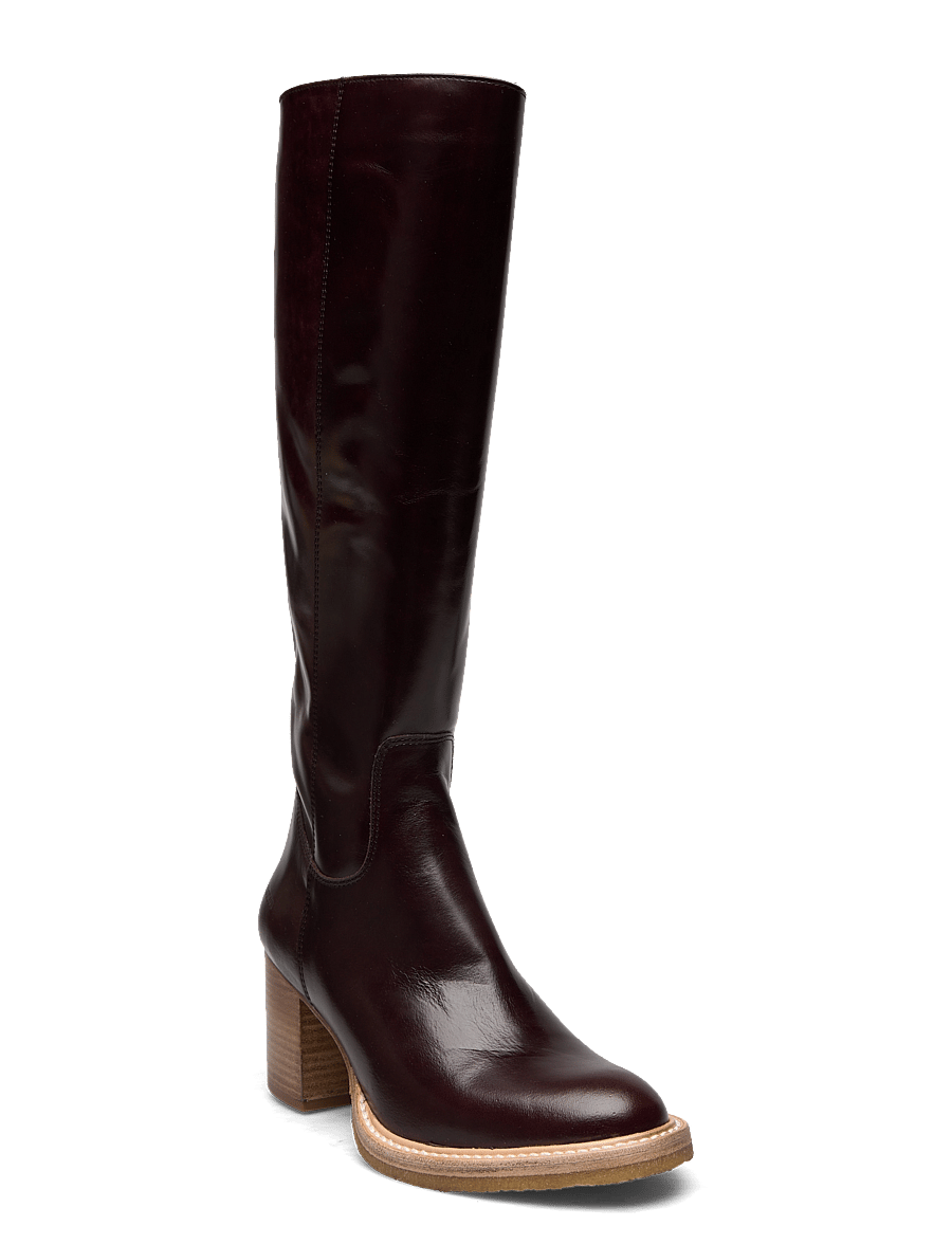 ANGULUS - Bootie - block heel - with zippe - kniehohe stiefel - 1836/002 dark brown/dark brown - 0