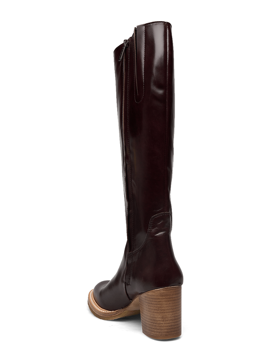 ANGULUS - Bootie - block heel - with zippe - kniehohe stiefel - 1836/002 dark brown/dark brown - 2