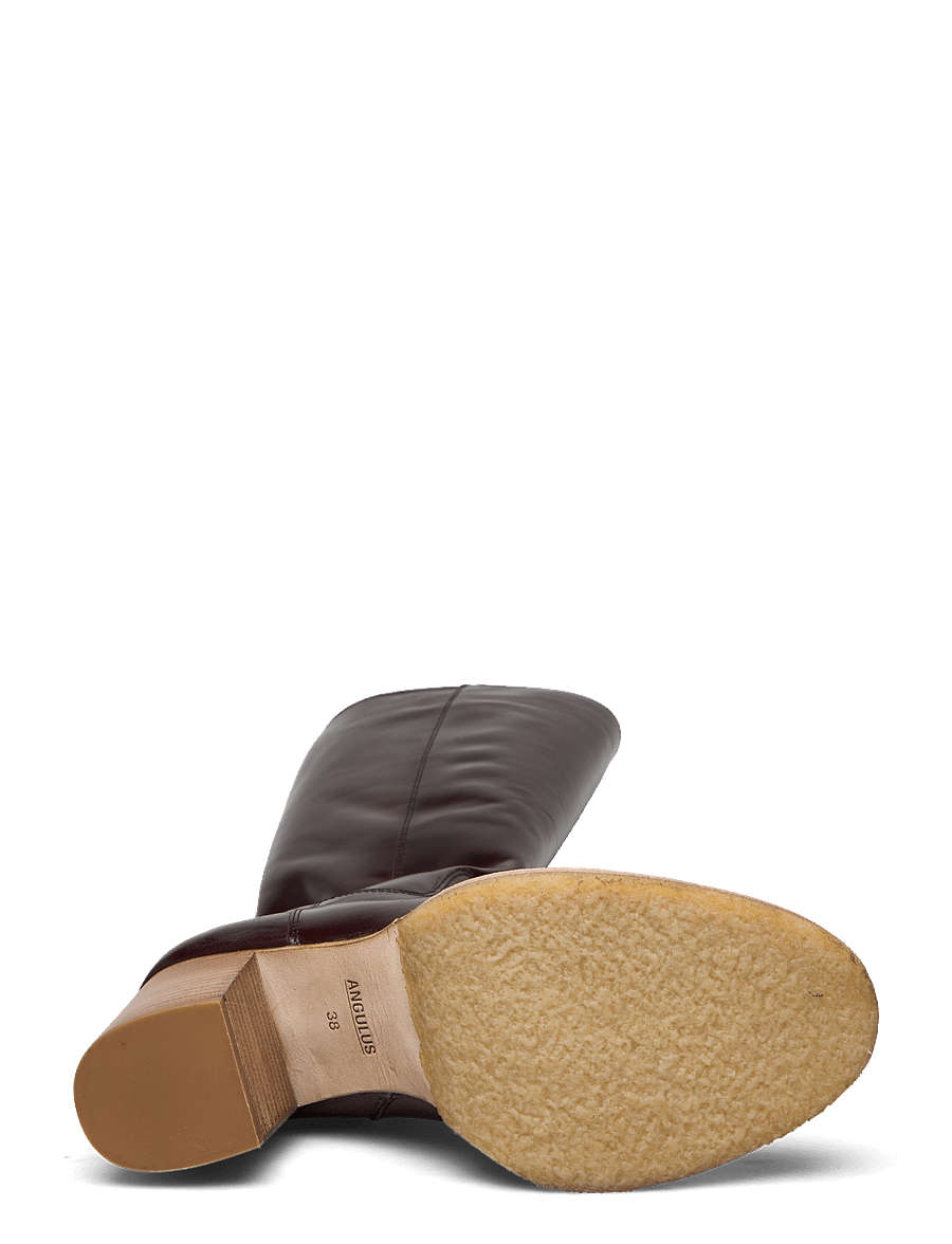ANGULUS - Bootie - block heel - with zippe - kniehohe stiefel - 1836/002 dark brown/dark brown - 4