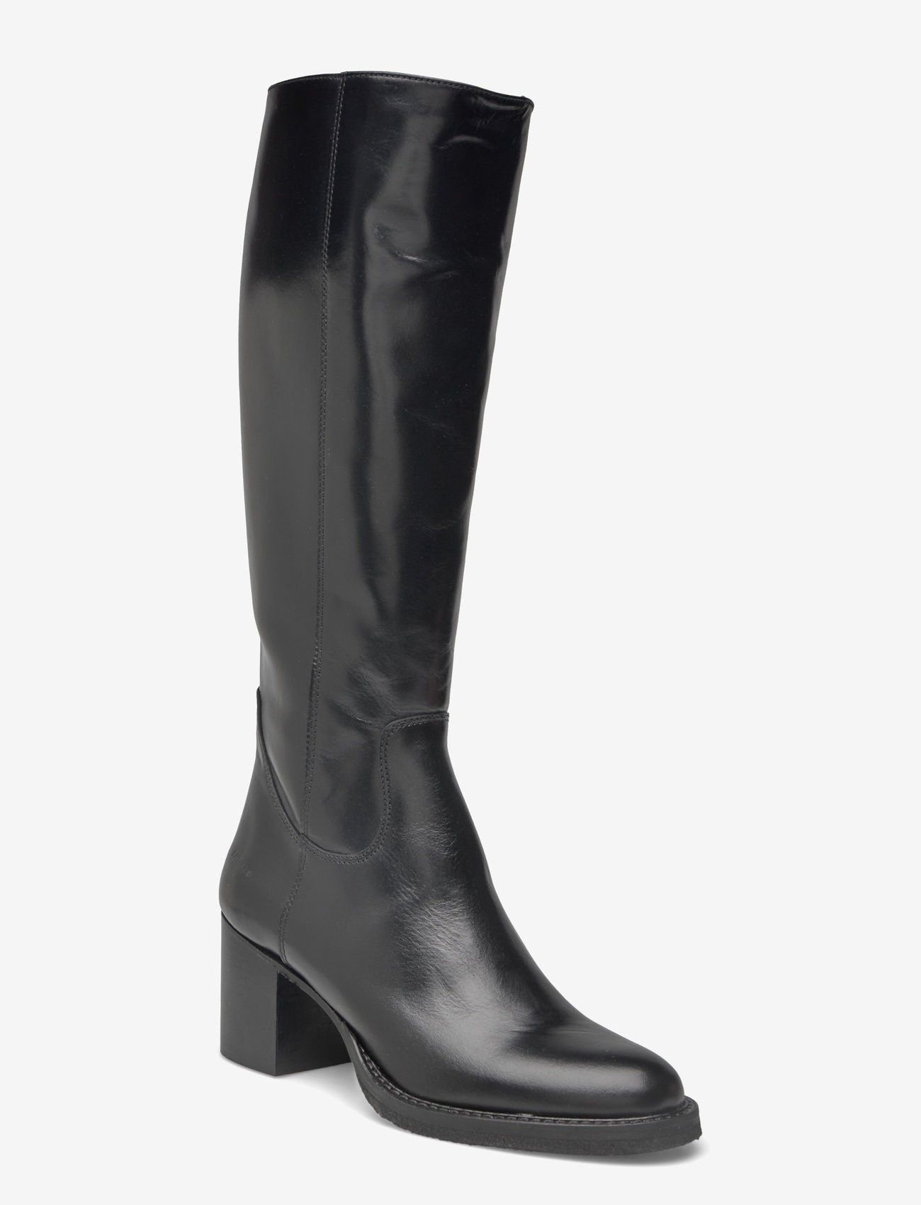 ANGULUS - Bootie - block heel - with zippe - pika säärega saapad - 1835/001 black/black - 0