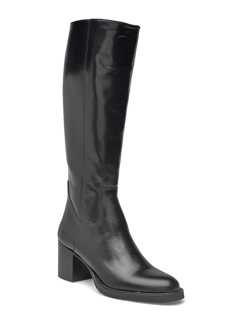 ANGULUS - Bootie - block heel - with zippe - knee high boots - 1835/001 black/black - 0