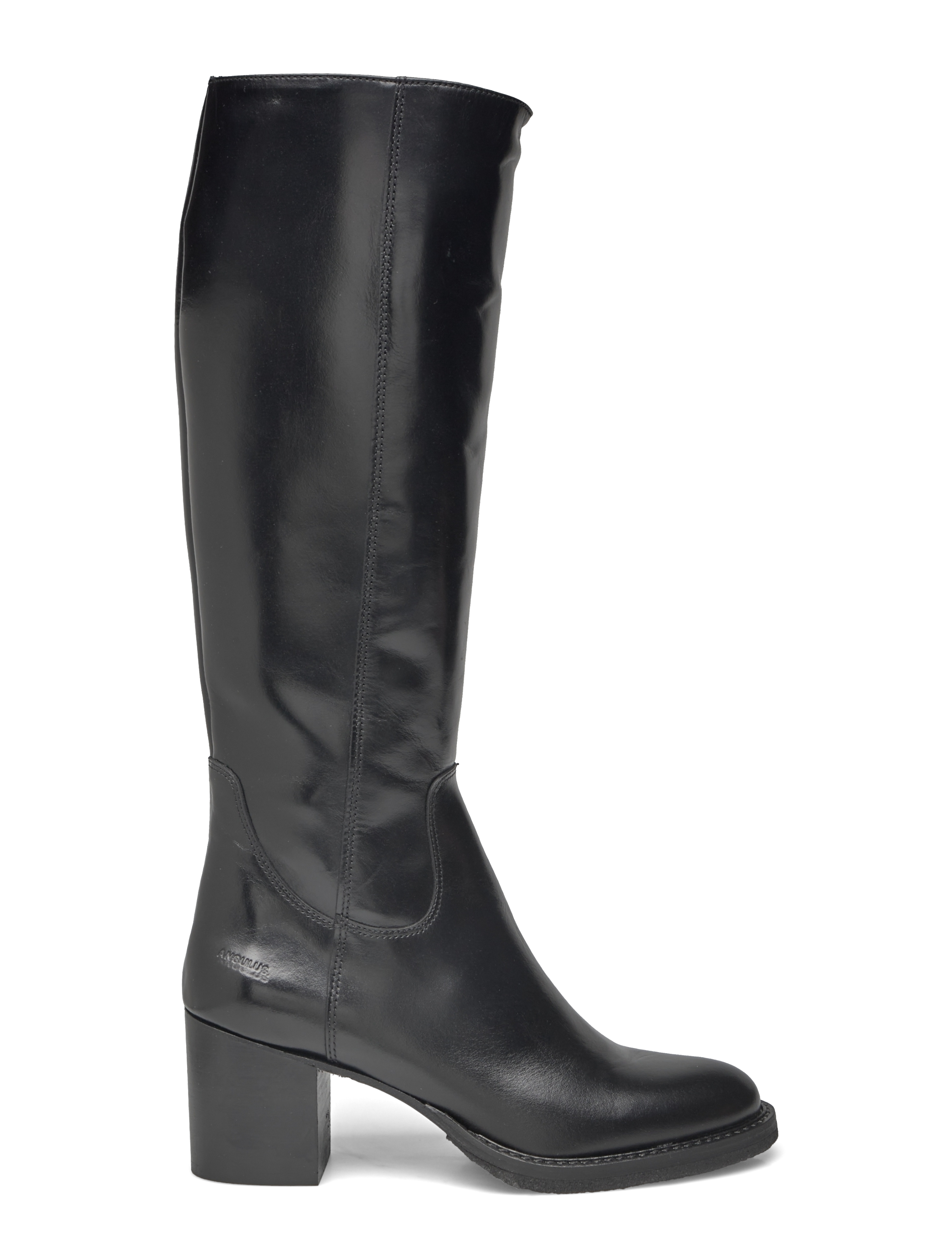 ANGULUS - Bootie - block heel - with zippe - festtøj til outletpriser - 1835/001 black/black - 1