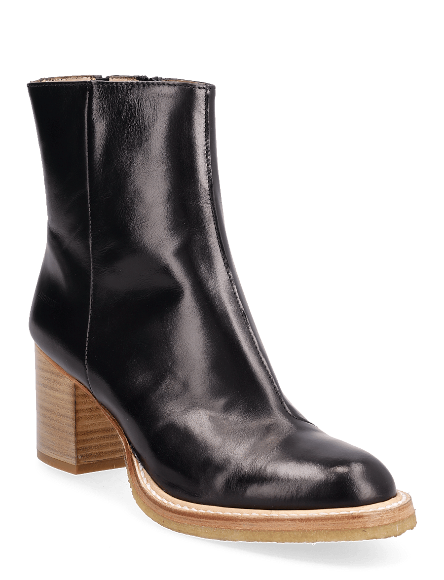 ANGULUS - Bootie - block heel - with zippe - stövletter - 1835/001 black/black - 1