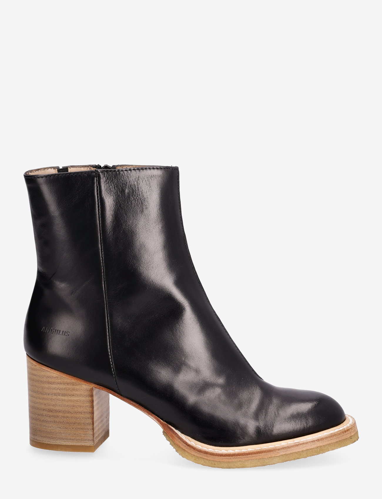 ANGULUS - Bootie - block heel - with zippe - hög klack - 1835/001 black/black - 1