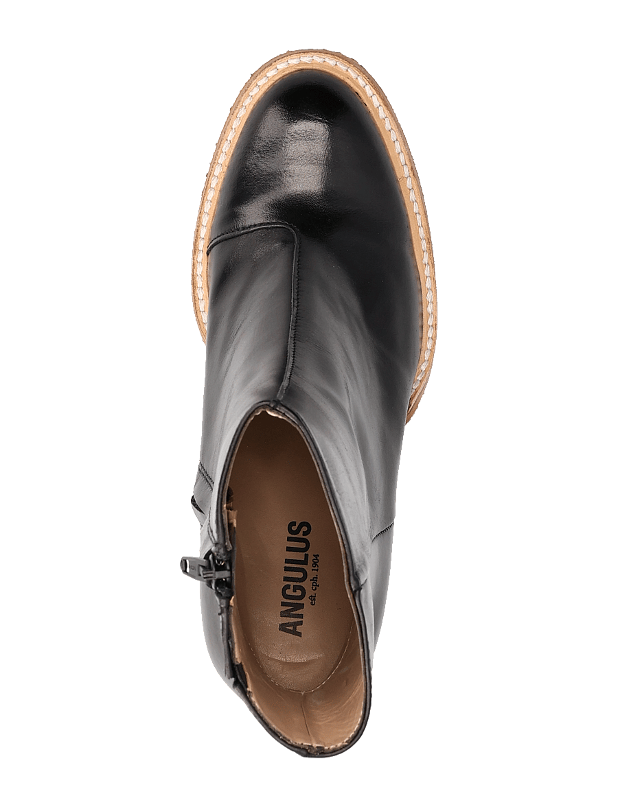 ANGULUS - Bootie - block heel - with zippe - stövletter - 1835/001 black/black - 4