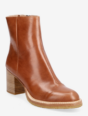 Bootie - block heel - with zippe - 1838/036 COGNAC/COGNAC