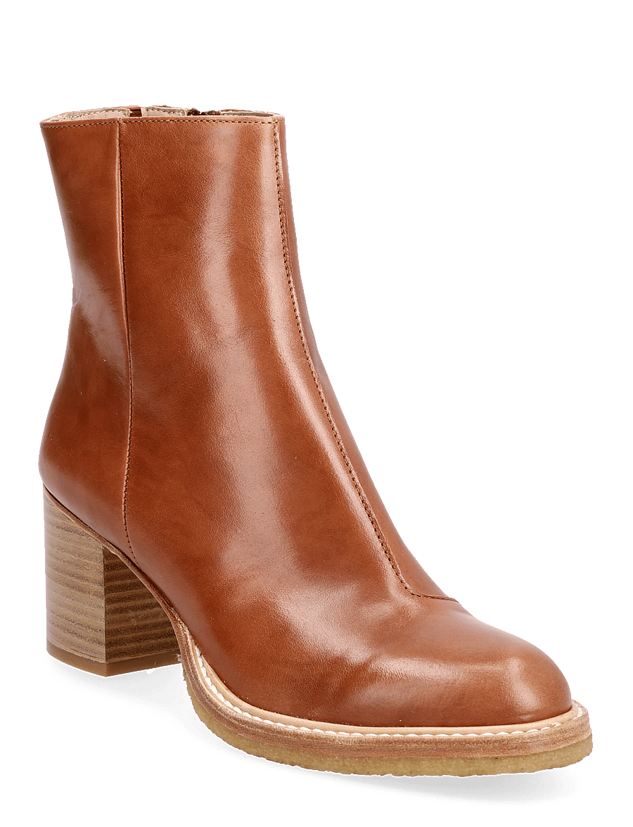 ANGULUS - Bootie - block heel - with zippe - heeled ankle boots - 1838/036 cognac/cognac - 1
