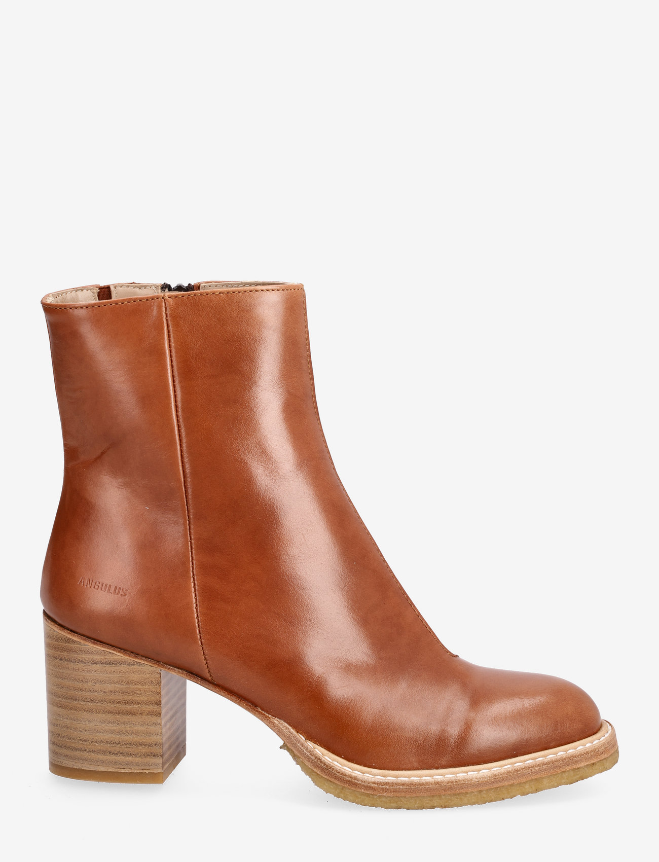 ANGULUS - Bootie - block heel - with zippe - høye hæler - 1838/036 cognac/cognac - 1