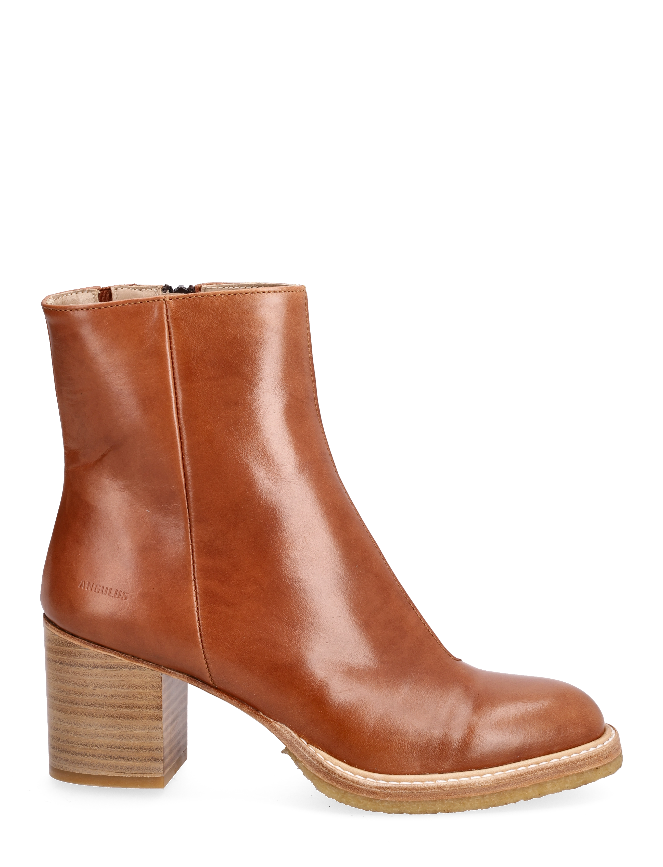 ANGULUS - Bootie - block heel - with zippe - heeled ankle boots - 1838/036 cognac/cognac - 2