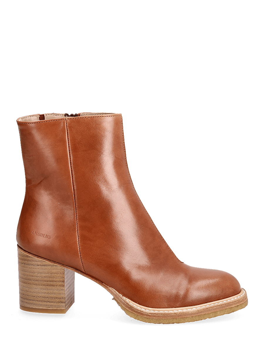 ANGULUS - Bootie - block heel - with zippe - heeled ankle boots - 1838/036 cognac/cognac - 2
