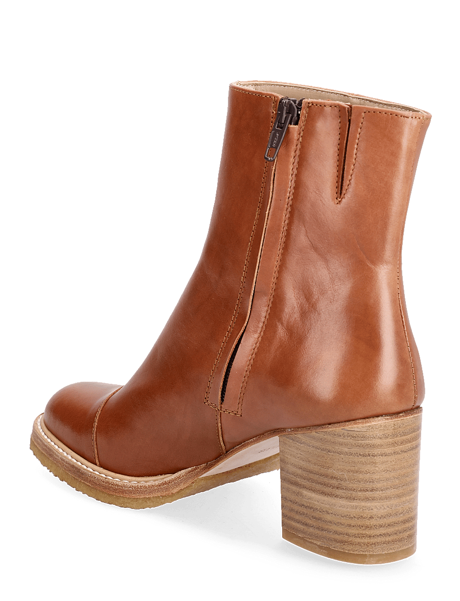 ANGULUS - Bootie - block heel - with zippe - heeled ankle boots - 1838/036 cognac/cognac - 3
