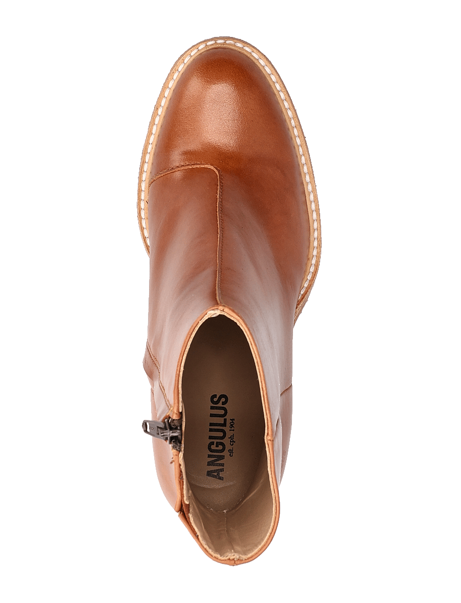 ANGULUS - Bootie - block heel - with zippe - heeled ankle boots - 1838/036 cognac/cognac - 4