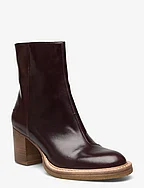 Bootie - block heel - with zippe - 1836/002 DARK BROWN/DARK BROWN