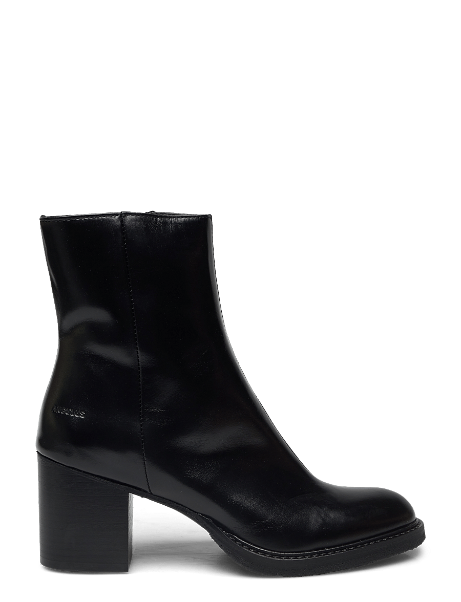 ANGULUS - Bootie - block heel - with zippe - ankelboots med hæl - 1835/001 black/black - 2