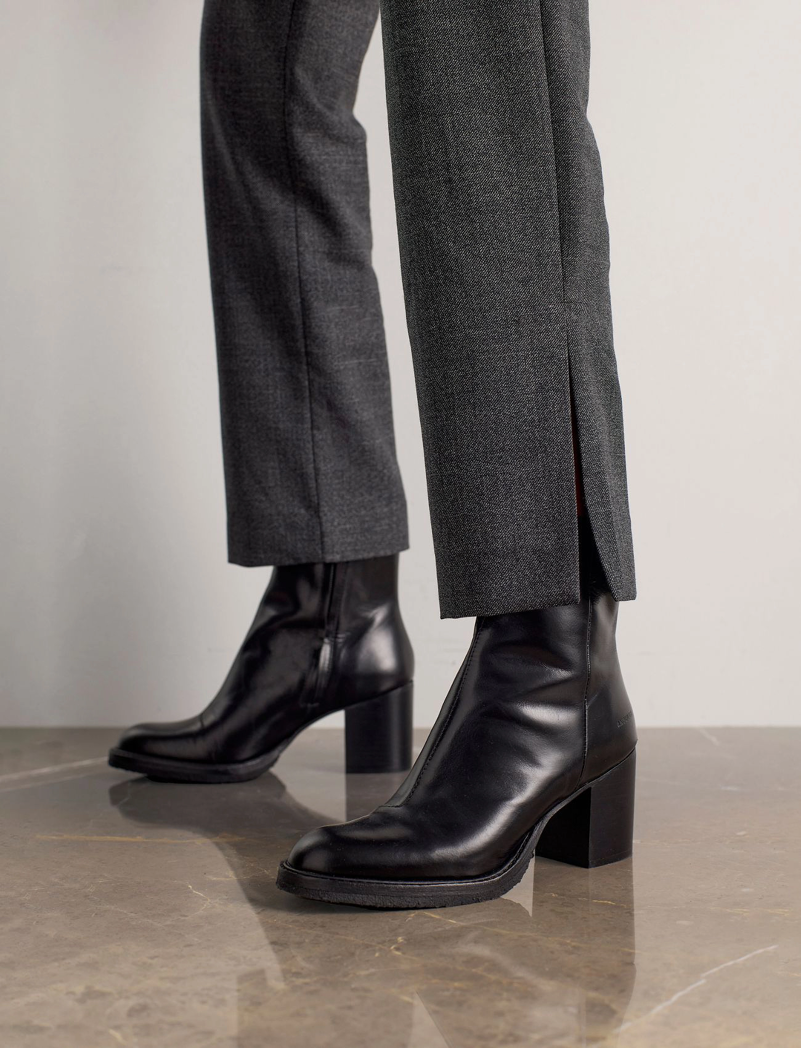ANGULUS Bootie - Block Heel - With Zippe, 39, Black, Ankelstøvler > Ankelstøvler Med Hæl, Dame