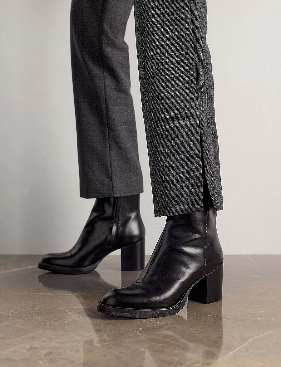 ANGULUS - Bootie - block heel - with zippe - ankelboots med hæl - 1835/001 black/black - 0