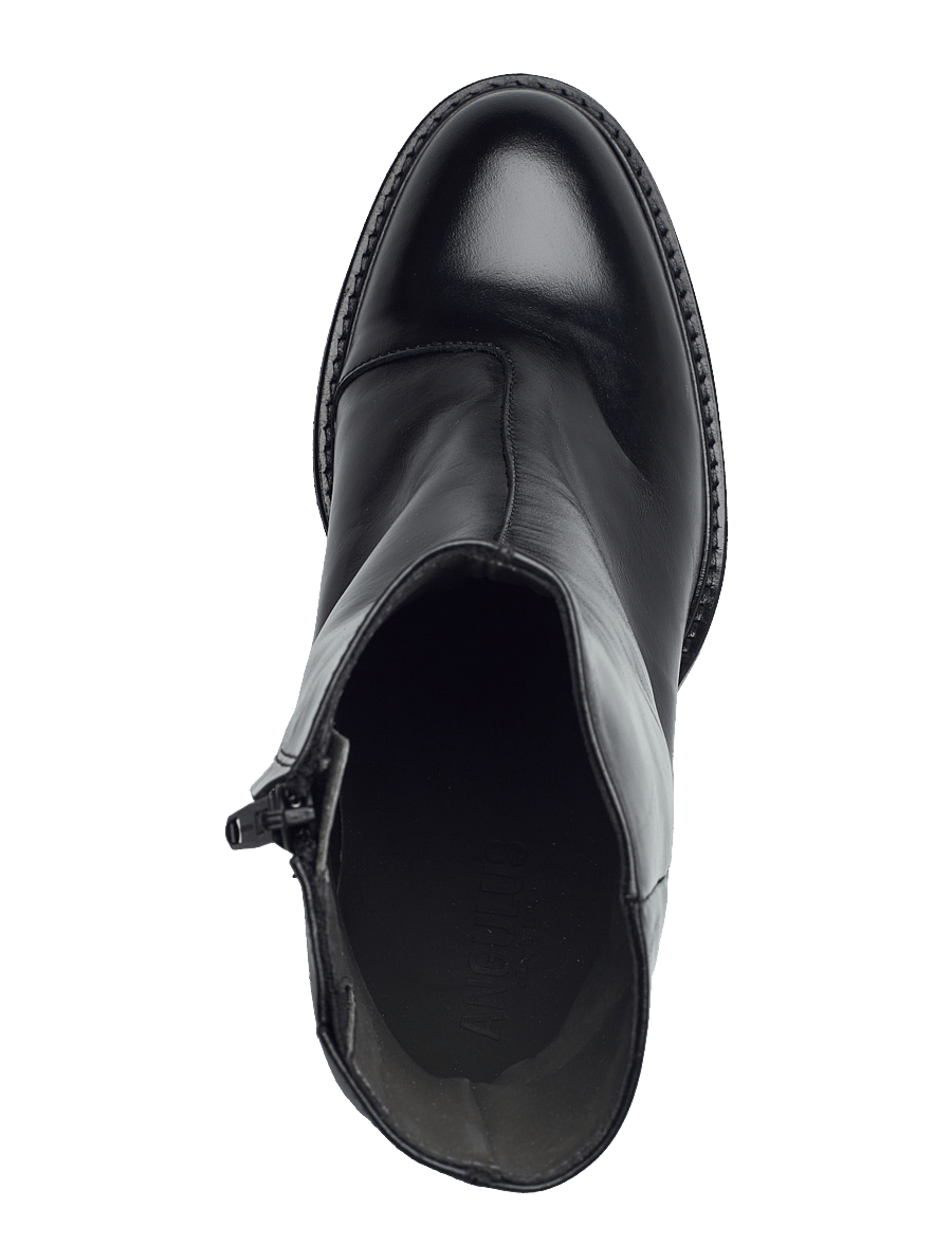 ANGULUS - Bootie - block heel - with zippe - ankelboots med hæl - 1835/001 black/black - 4