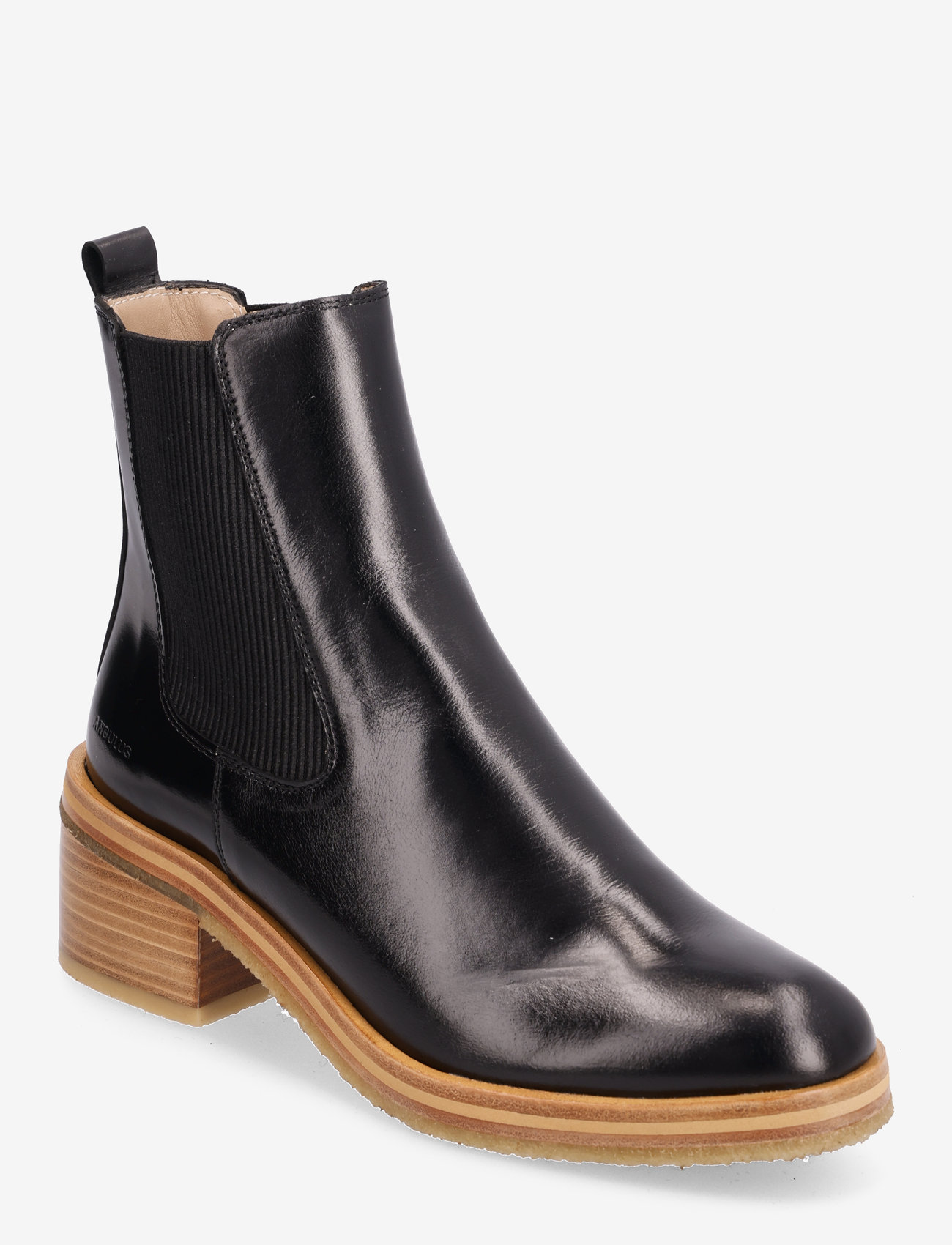 ANGULUS - Bootie - block heel - with zippe - augsts papēdis - 1835/019 black /black - 0