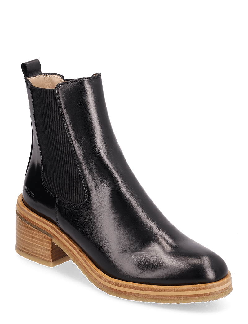 ANGULUS - Bootie - block heel - with zippe - stiefeletten mit absatz - 1835/019 black /black - 0