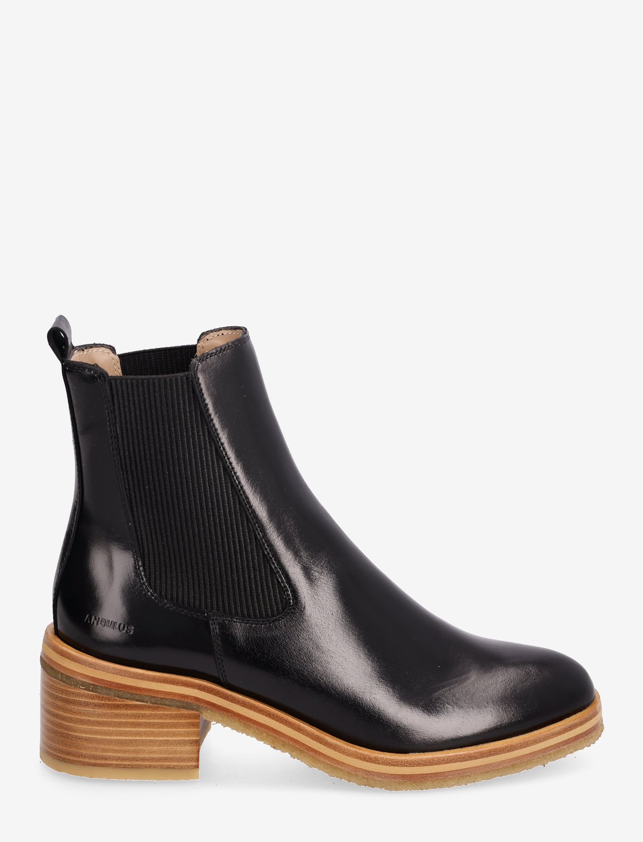 ANGULUS - Bootie - block heel - with zippe - augsts papēdis - 1835/019 black /black - 1