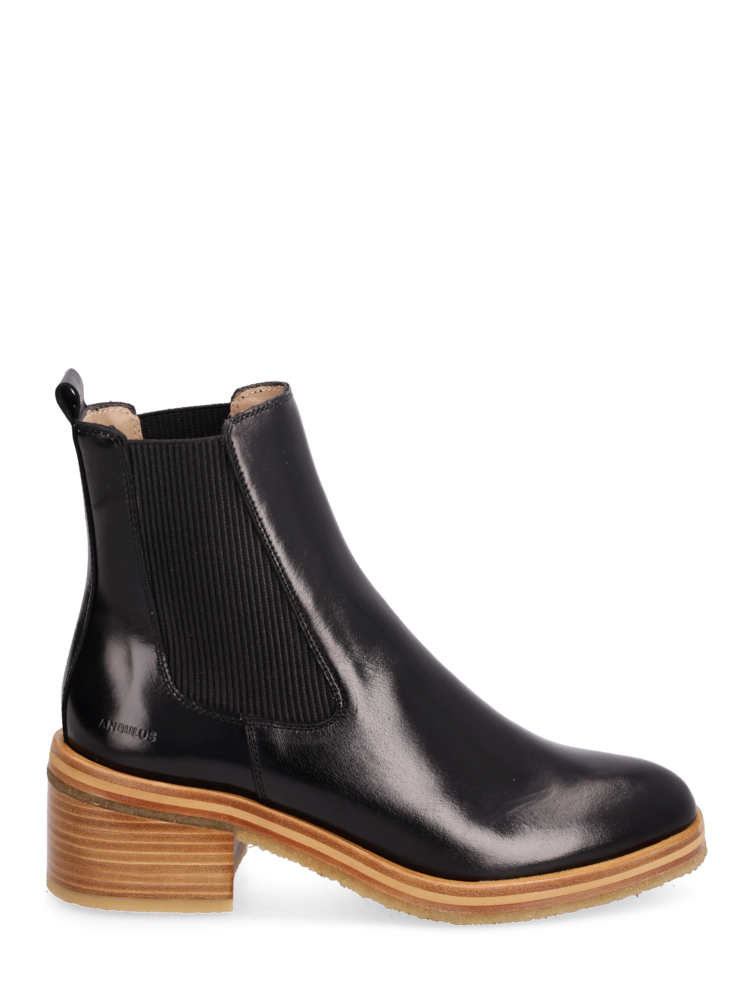 ANGULUS - Bootie - block heel - with zippe - høj hæl - 1835/019 black /black - 1
