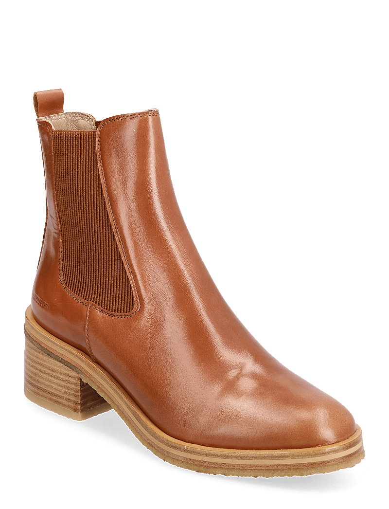 ANGULUS - Bootie - block heel - with zippe - stiefeletten mit absatz - 1838/040 cognac/brown - 0