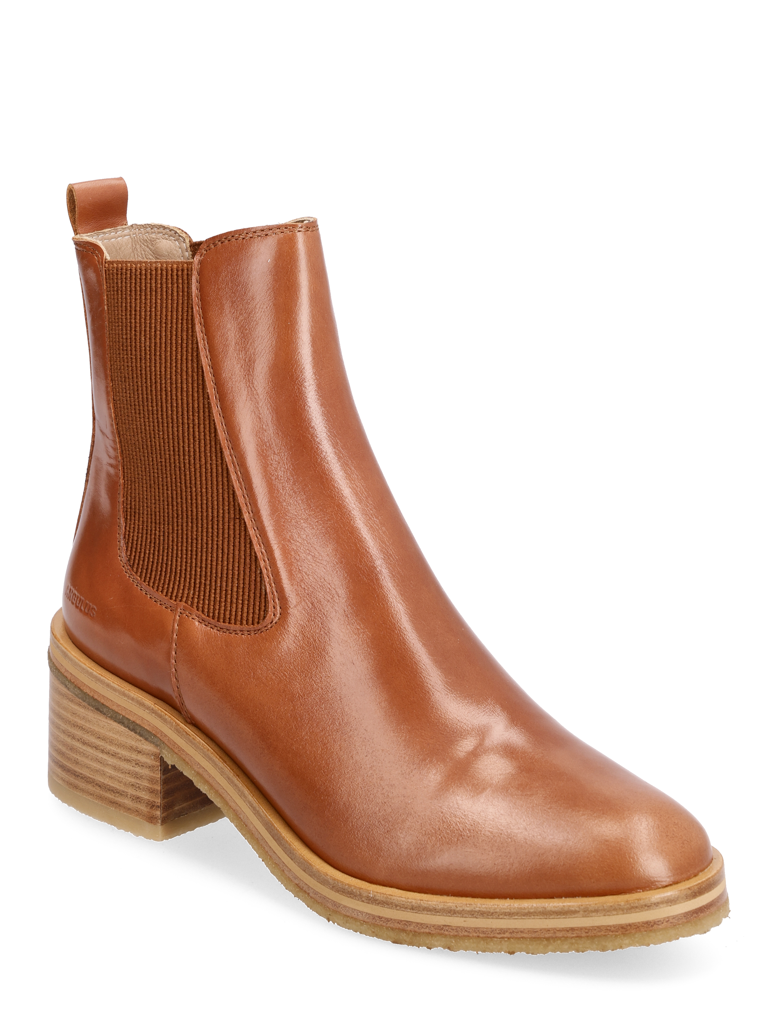 ANGULUS Bootie - block heel - with zippe - Transitional Layering - 1838/040 COGNAC/BROWN / brown