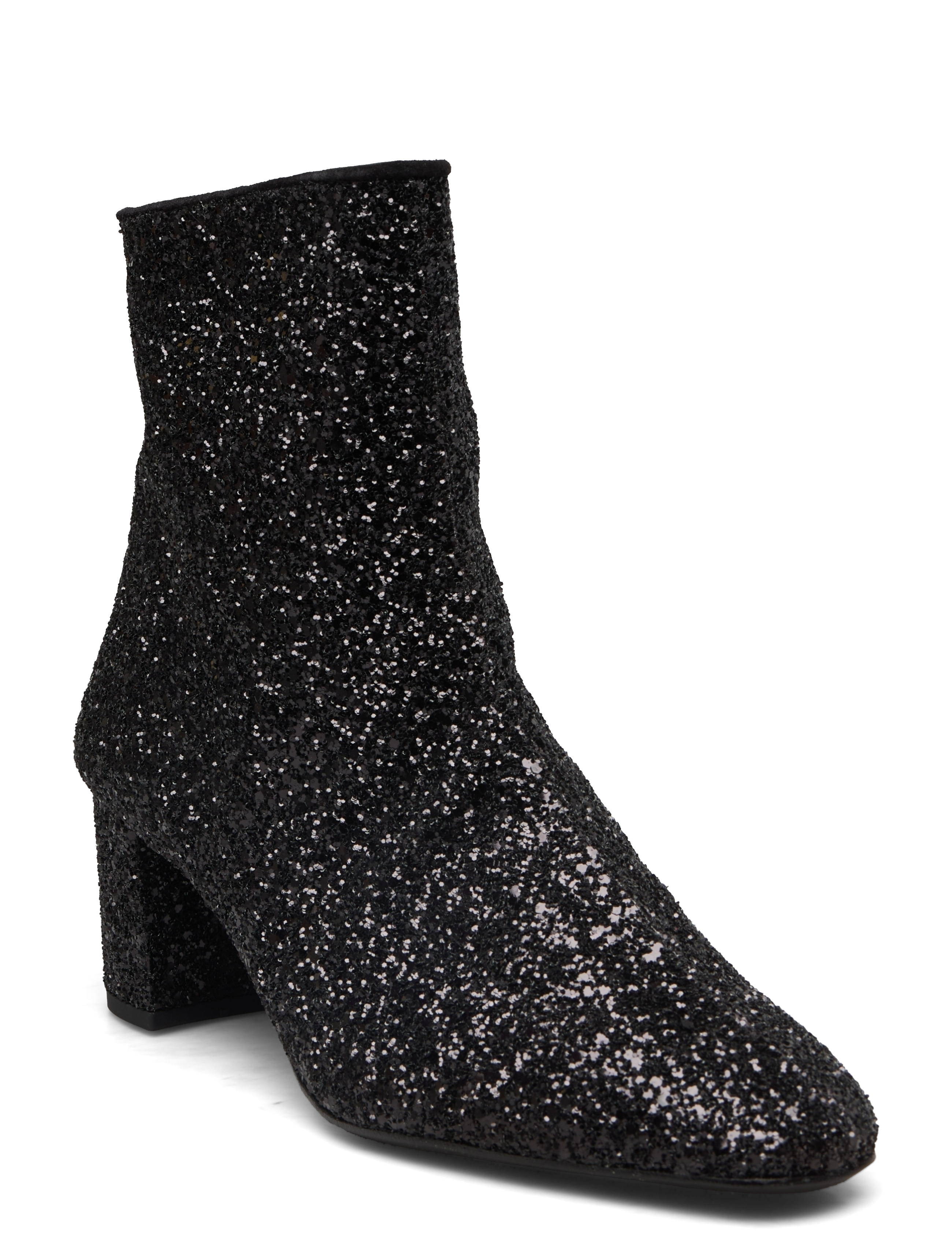 ANGULUS Bootie - Block Heel - With Zippe, 37.5, Black, Ankelstøvler > Ankelstøvler Med Hæl, Dame