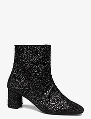 ANGULUS - Bootie - block heel - with zippe - høj hæl - 2486/1163 black glitter/black - 1