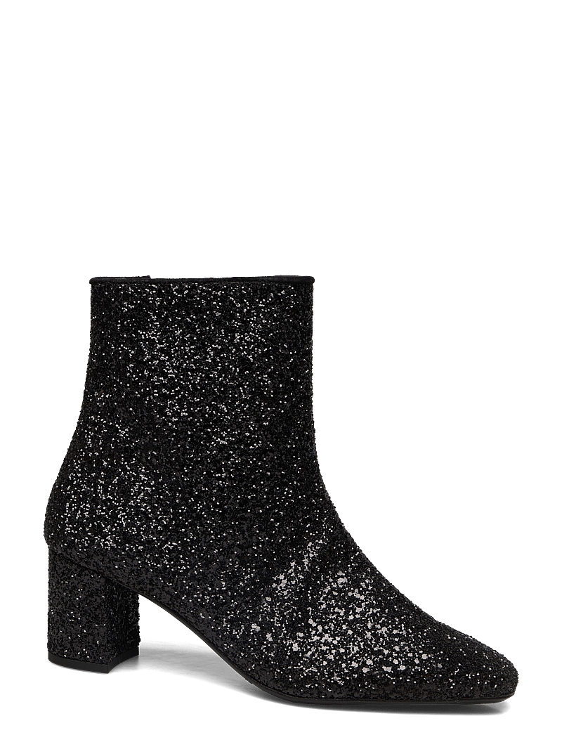 ANGULUS - Bootie - block heel - with zippe - støvletter - 2486/1163 black glitter/black - 1