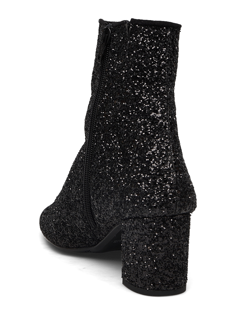 ANGULUS - Bootie - block heel - with zippe - støvletter - 2486/1163 black glitter/black - 2