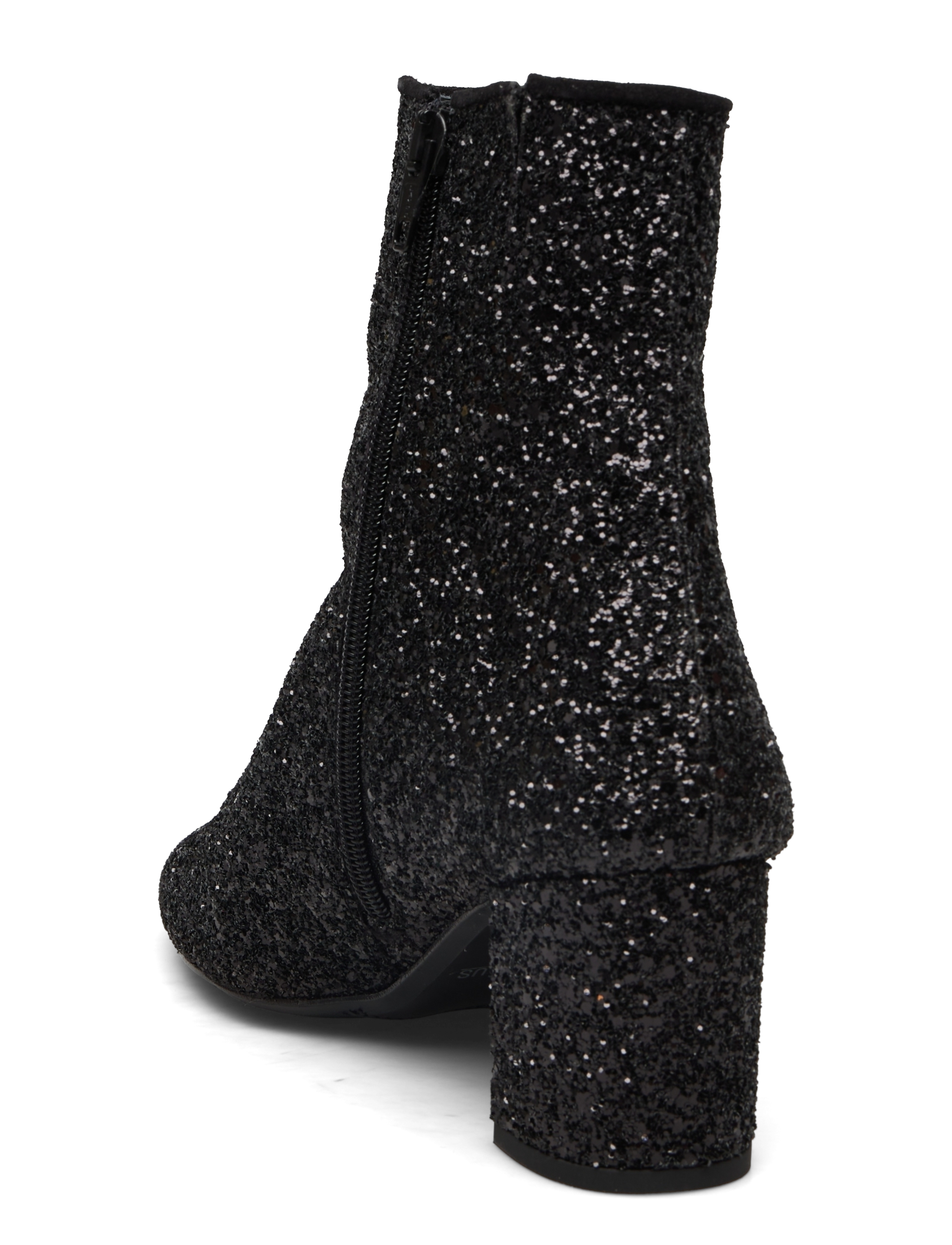 ANGULUS - Bootie - block heel - with zippe - høj hæl - 2486/1163 black glitter/black - 2